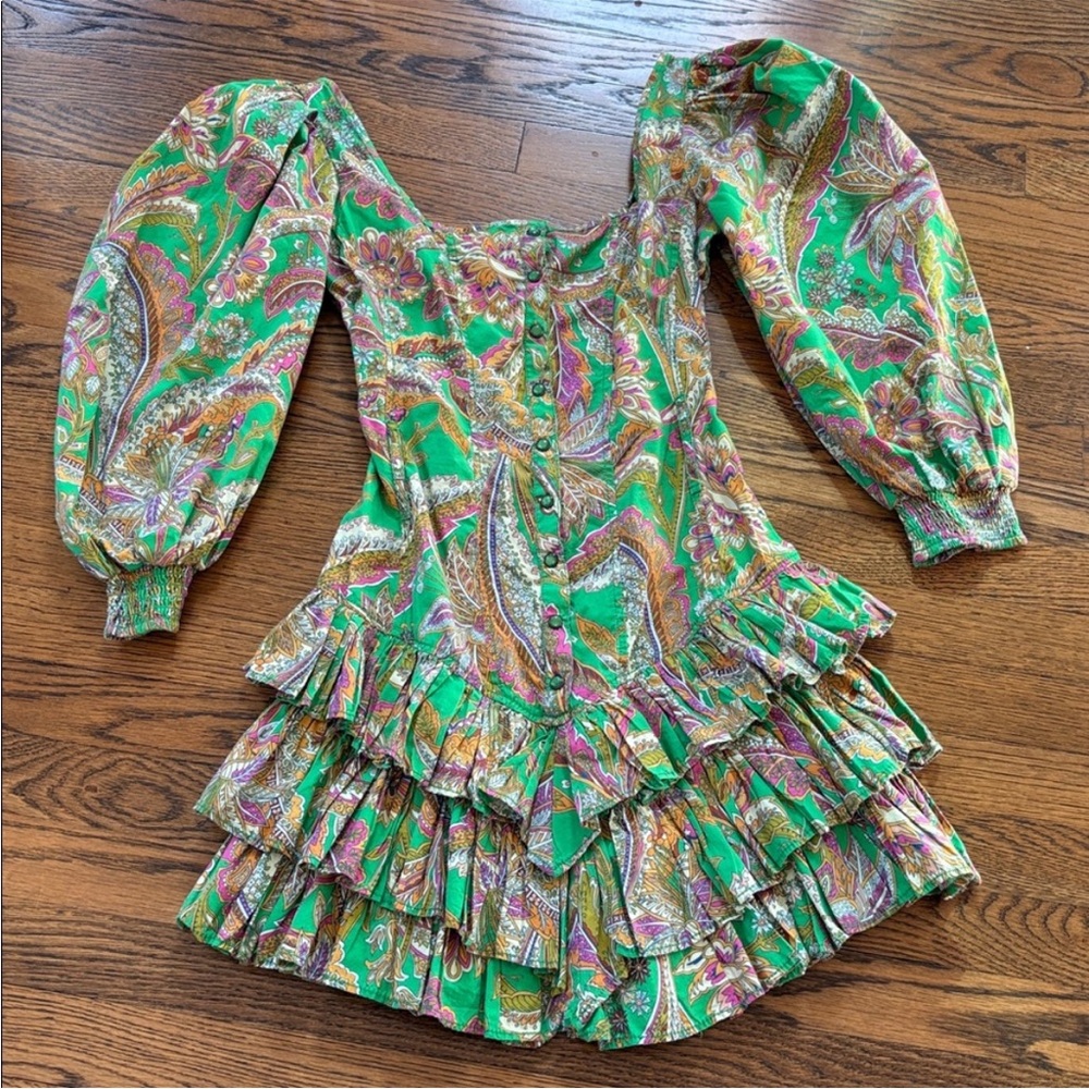 Vibrant Green Paisley Dress